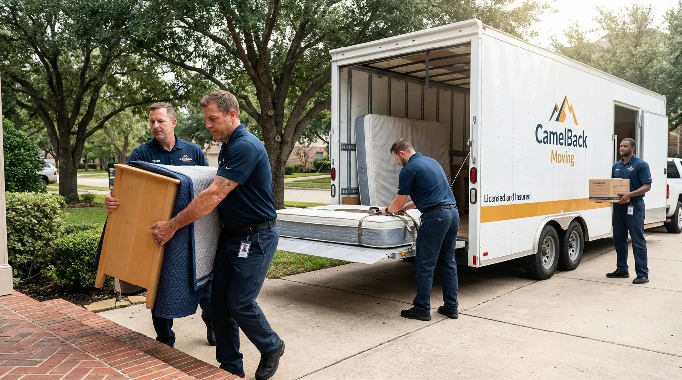Crew loading residential truck for cross-state move from Franklinville, NY